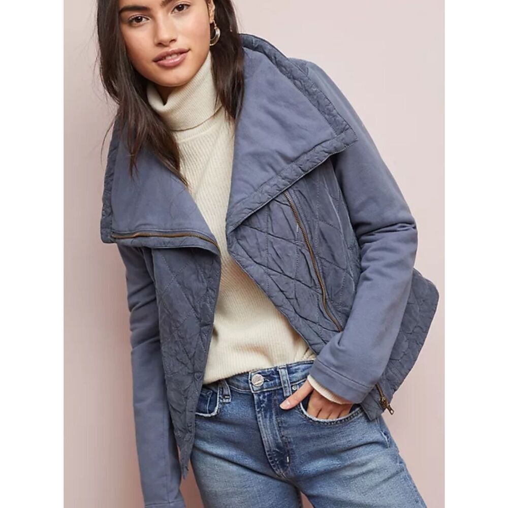 Anthropologie Marrakesh gray, soft, quilted jacket size extra large